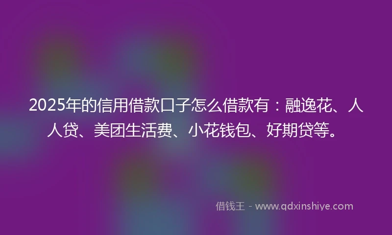2025年的信用借款口子怎么借款有：融逸花、人人贷、美团生活费、小花钱包、好期贷等。