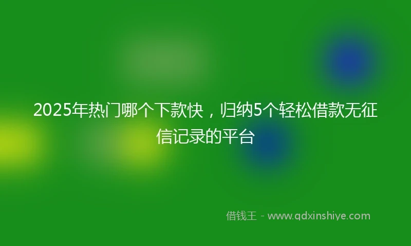 2025年热门哪个下款快，归纳5个轻松借款无征信记录的平台