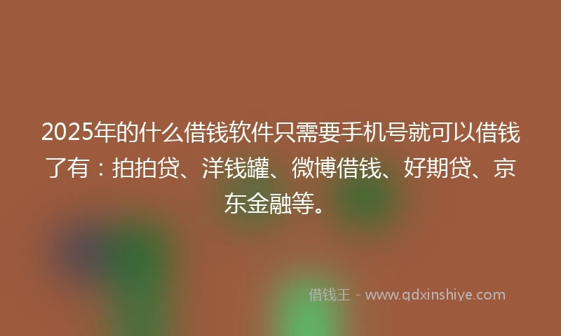 2025年的什么借钱软件只需要手机号就可以借钱了有：拍拍贷、洋钱罐、微博借钱、好期贷、京东金融等。