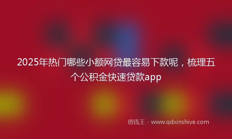 2025年热门哪些小额网贷最容易下款呢，梳理五个公积金快速贷款app