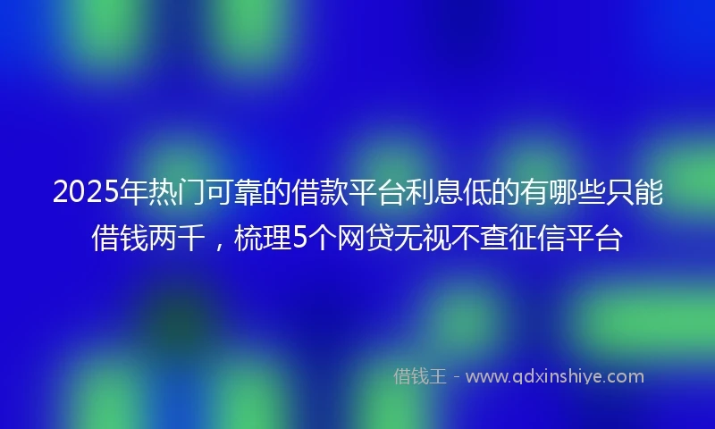 2025年热门可靠的借款平台利息低的有哪些只能借钱两千，梳理5个网贷无视不查征信平台