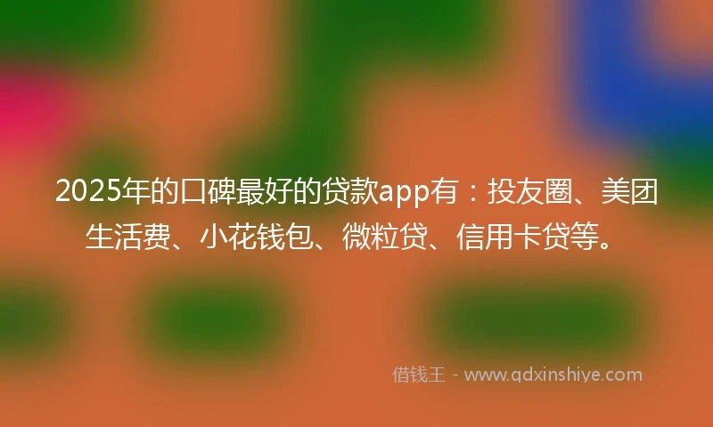2025年的口碑最好的贷款app有：投友圈、美团生活费、小花钱包、微粒贷、信用卡贷等。