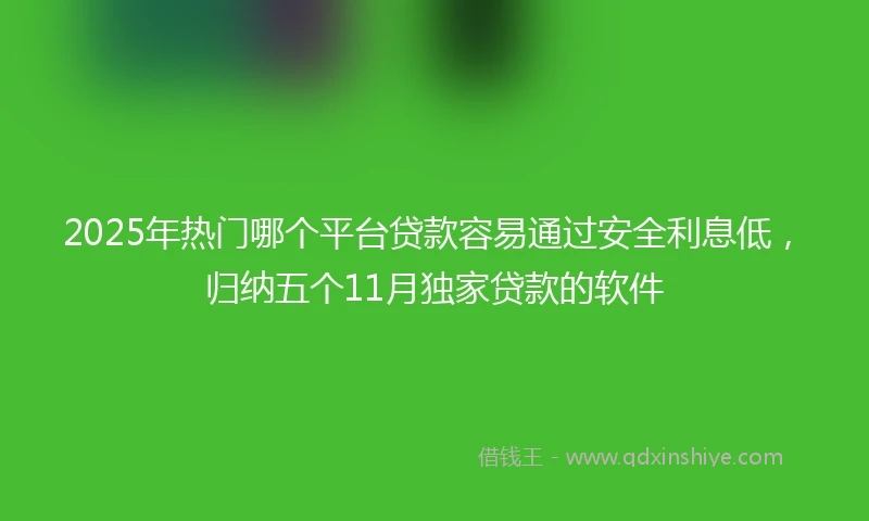 2025年热门哪个平台贷款容易通过安全利息低，归纳五个11月独家贷款的软件