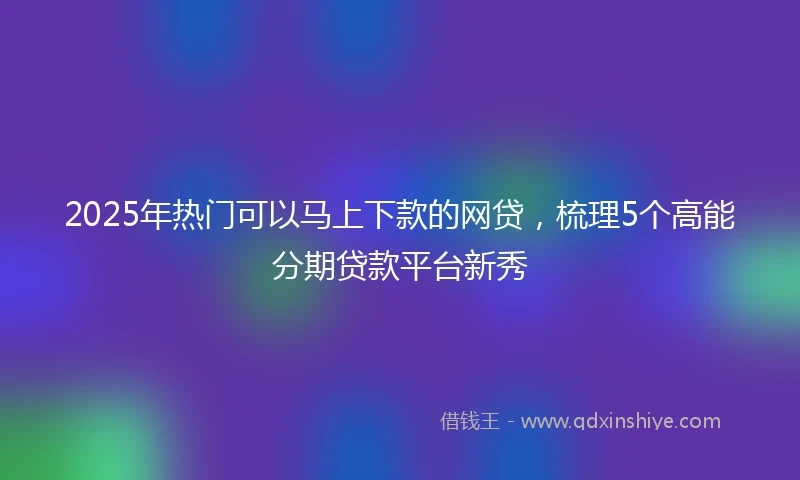 2025年热门可以马上下款的网贷,梳理5个高能分期贷款平台新秀