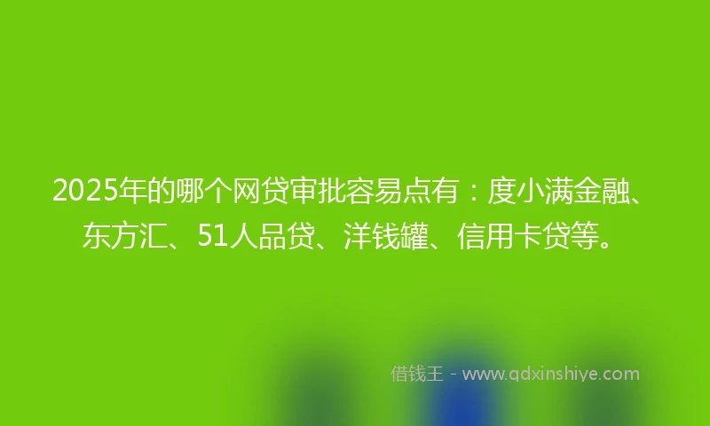 2025年的哪个网贷审批容易点有：度小满金融、东方汇、51人品贷、洋钱罐、信用卡贷等。