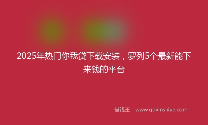 2025年热门你我贷下载安装，罗列5个最新能下来钱的平台