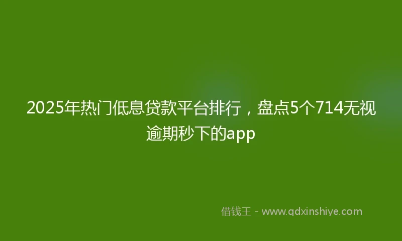 2025年热门低息贷款平台排行，盘点5个714无视逾期秒下的app