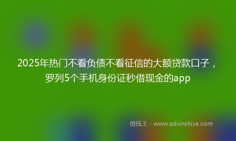 2025年热门不看负债不看征信的大额贷款口子,罗列5个手机身份证秒借现金的app