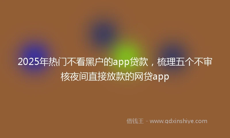 2025年热门不看黑户的app贷款，梳理五个不审核夜间直接放款的网贷app