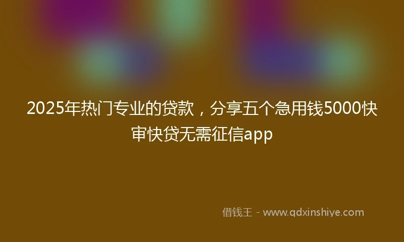 2025年热门专业的贷款，分享五个急用钱5000快审快贷无需征信app