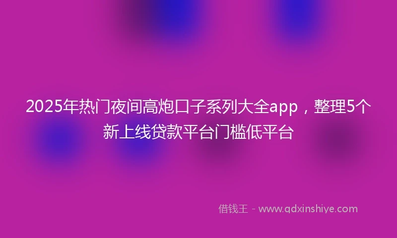 2025年热门夜间高炮口子系列大全app，整理5个新上线贷款平台门槛低平台
