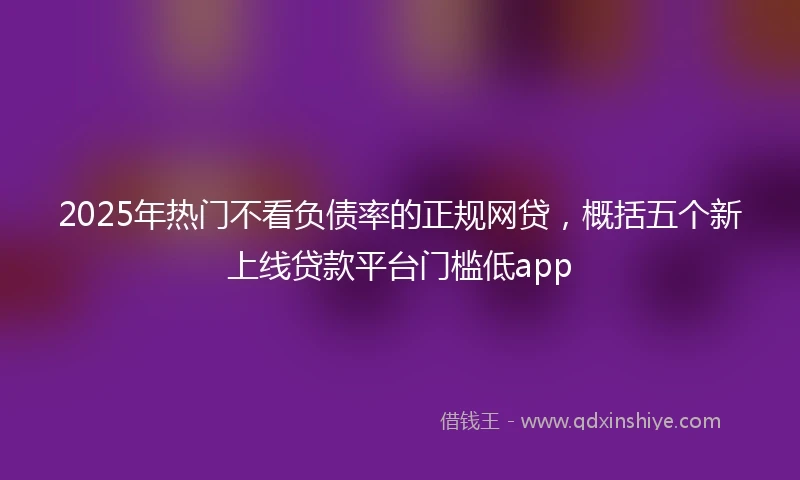 2025年热门不看负债率的正规网贷，概括五个新上线贷款平台门槛低app