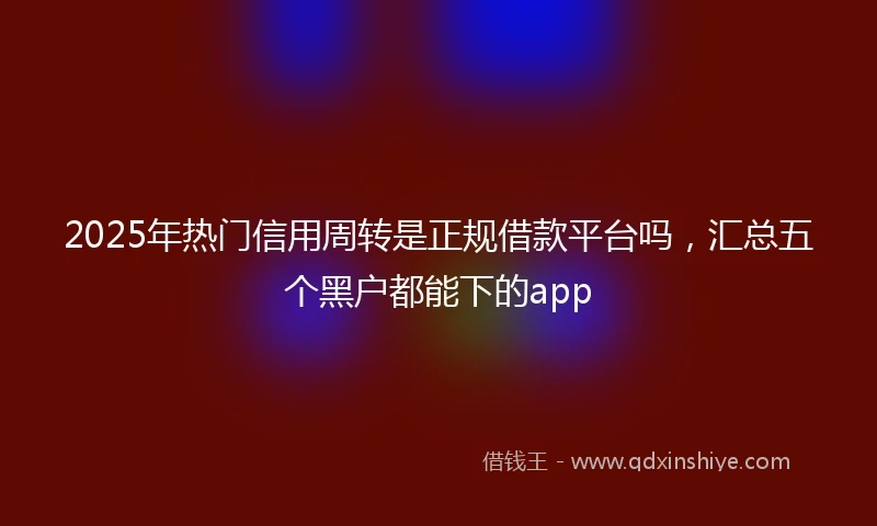 2025年热门信用周转是正规借款平台吗，汇总五个黑户都能下的app