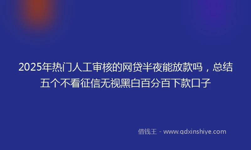 2025年热门人工审核的网贷半夜能放款吗，总结五个不看征信无视黑白百分百下款口子