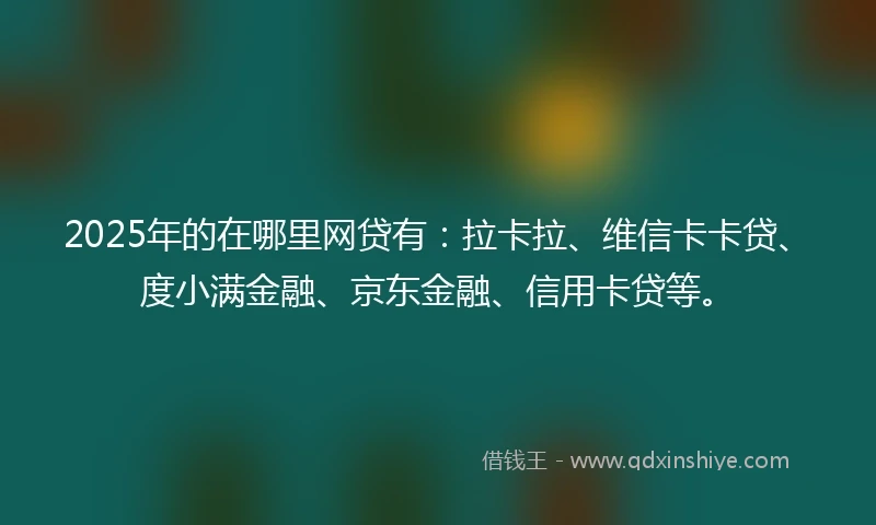 2025年的在哪里网贷有:拉卡拉、维信卡卡贷、度小满金融、京东金融、信用卡贷等。