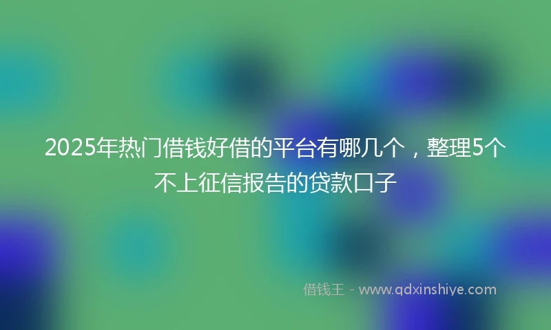 2025年热门借钱好借的平台有哪几个，整理5个不上征信报告的贷款口子