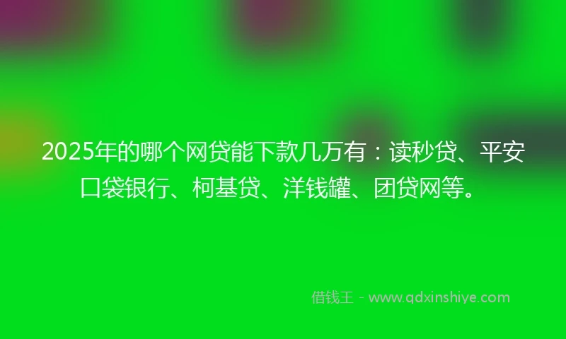 2025年的哪个网贷能下款几万有：读秒贷、平安口袋银行、柯基贷、洋钱罐、团贷网等。