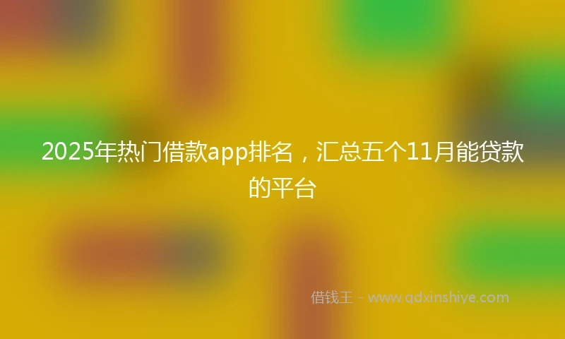 2025年热门借款app排名，汇总五个11月能贷款的平台