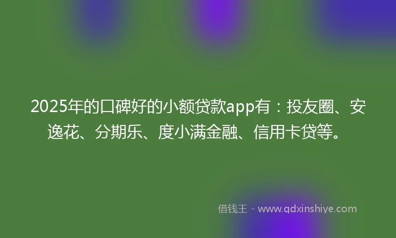 2025年的口碑好的小额贷款app有：投友圈、安逸花、分期乐、度小满金融、信用卡贷等。