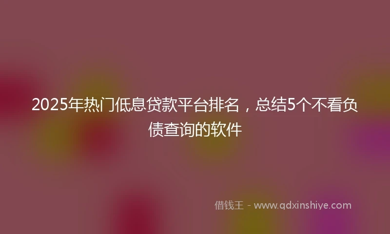 2025年热门低息贷款平台排名，总结5个不看负债查询的软件