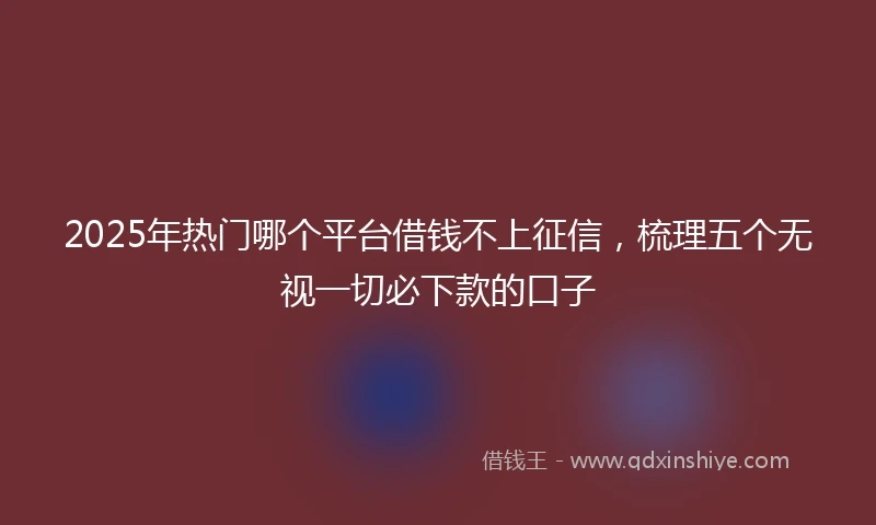 2025年热门哪个平台借钱不上征信，梳理五个无视一切必下款的口子