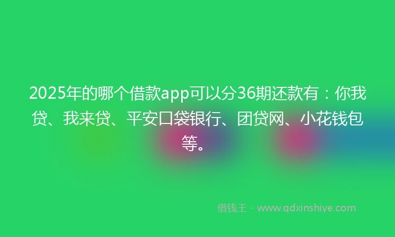 2025年的哪个借款app可以分36期还款有：你我贷、我来贷、平安口袋银行、团贷网、小花钱包等。