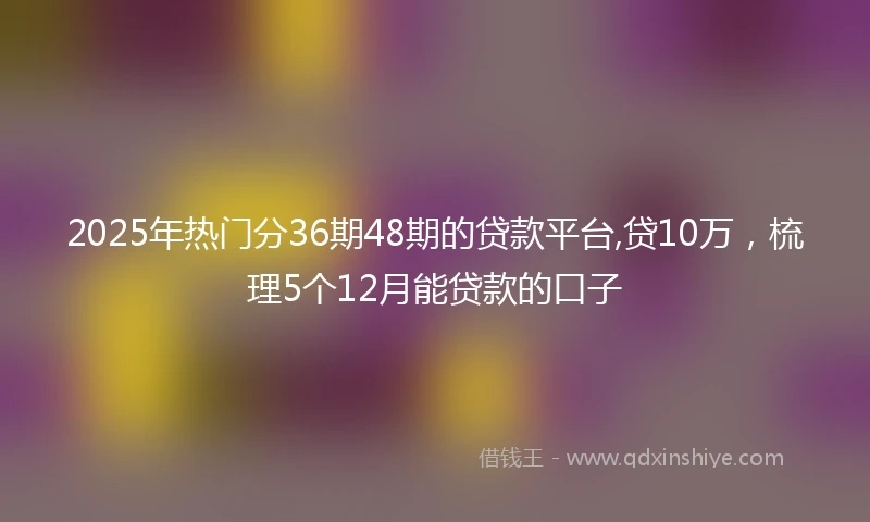 2025年热门分36期48期的贷款平台,贷10万，梳理5个12月能贷款的口子