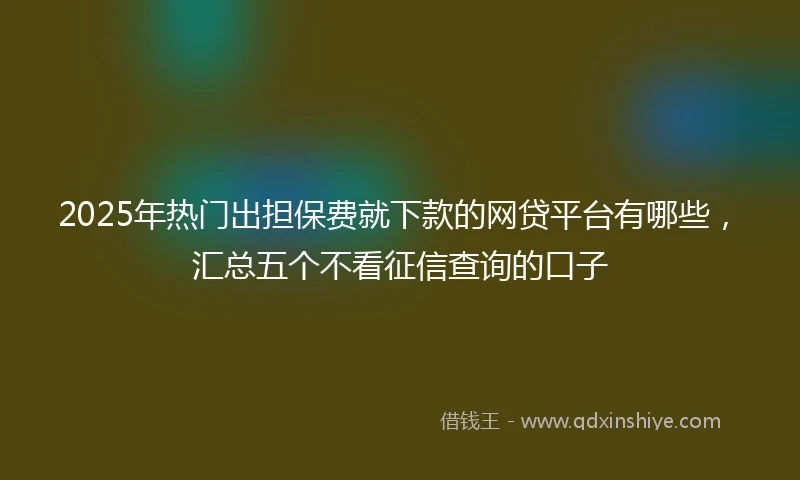 2025年热门出担保费就下款的网贷平台有哪些，汇总五个不看征信查询的口子