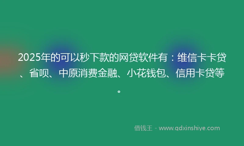 2025年的可以秒下款的网贷软件有：维信卡卡贷、省呗、中原消费金融、小花钱包、信用卡贷等。