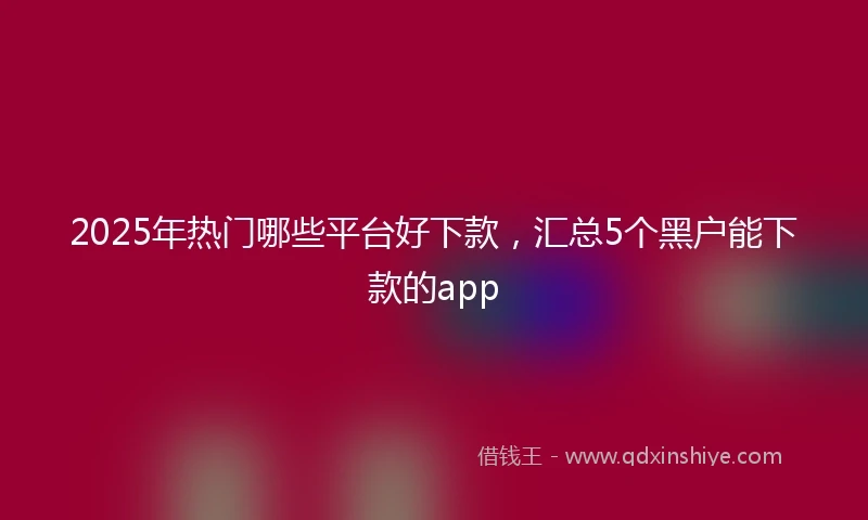 2025年热门哪些平台好下款，汇总5个黑户能下款的app
