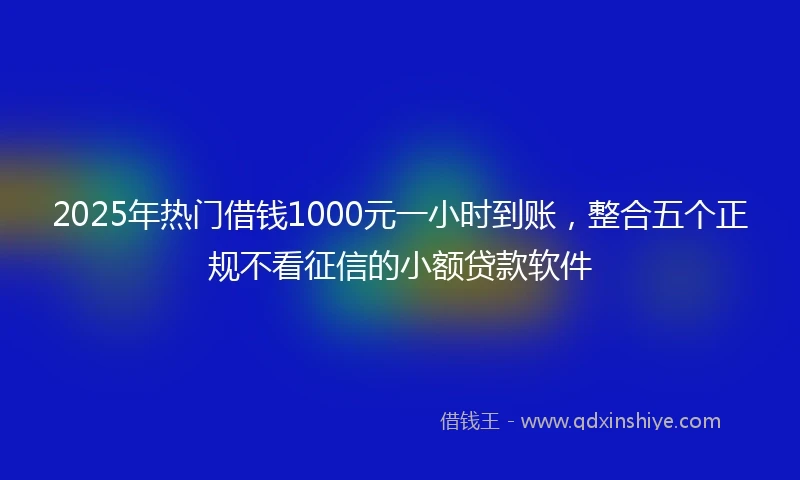 2025年热门借钱1000元一小时到账,整合五个正规不看征信的小额贷款软件