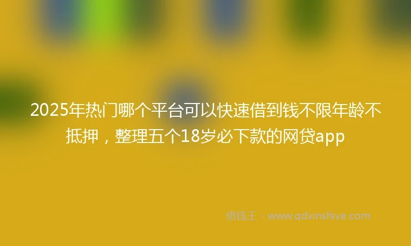 2025年热门哪个平台可以快速借到钱不限年龄不抵押，整理五个18岁必下款的网贷app