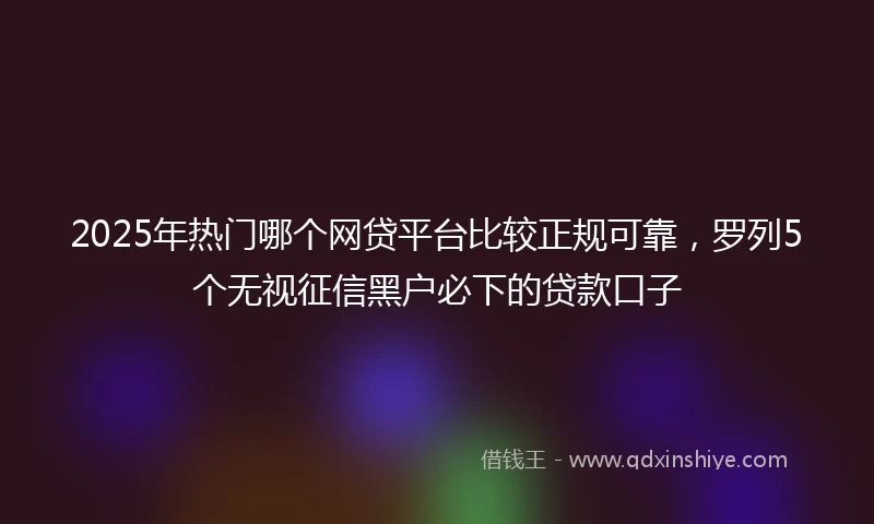 2025年热门哪个网贷平台比较正规可靠，罗列5个无视征信黑户必下的贷款口子