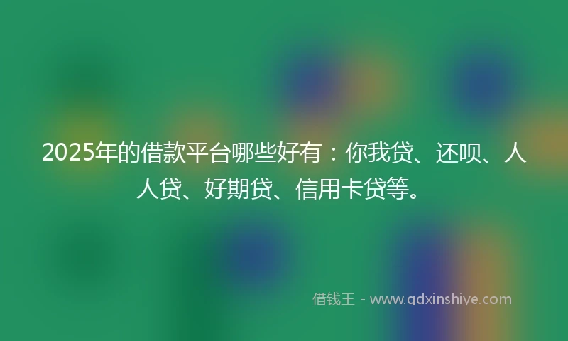 2025年的借款平台哪些好有：你我贷、还呗、人人贷、好期贷、信用卡贷等。
