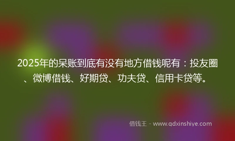 2025年的呆账到底有没有地方借钱呢有：投友圈、微博借钱、好期贷、功夫贷、信用卡贷等。