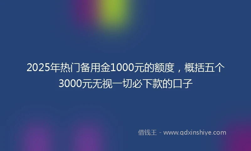 2025年热门备用金1000元的额度，概括五个3000元无视一切必下款的口子