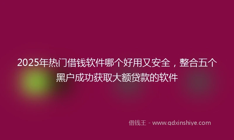 2025年热门借钱软件哪个好用又安全，整合五个黑户成功获取大额贷款的软件
