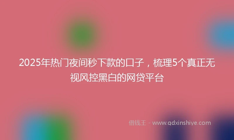 2025年热门夜间秒下款的口子，梳理5个真正无视风控黑白的网贷平台