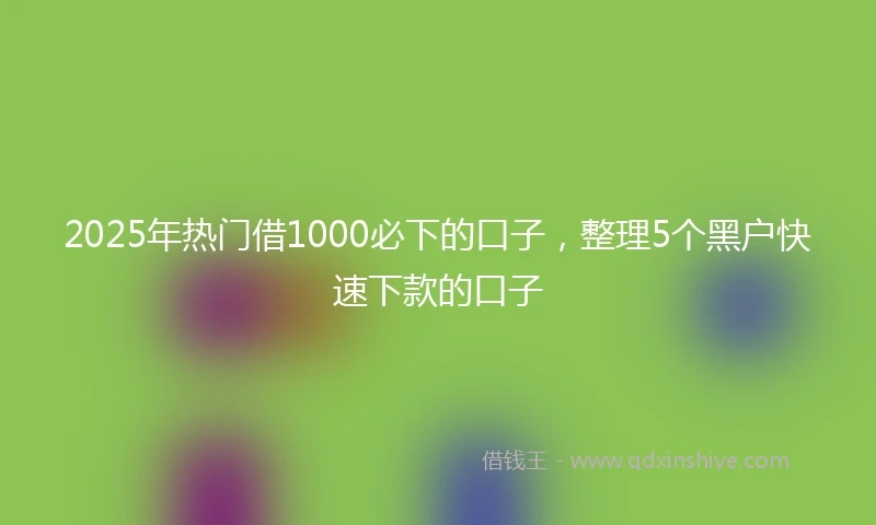2025年热门借1000必下的口子，整理5个黑户快速下款的口子