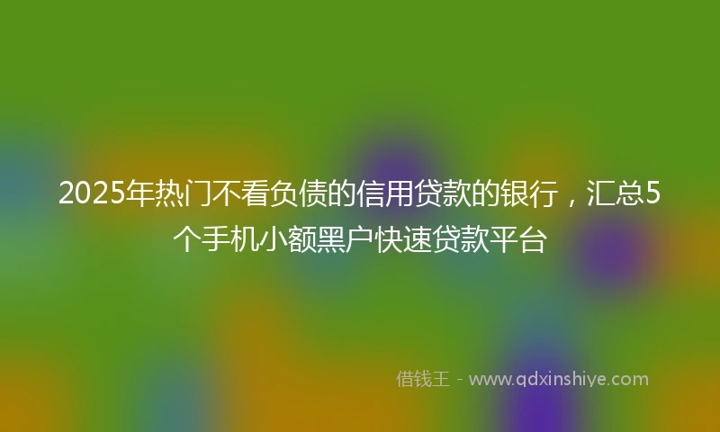 2025年热门不看负债的信用贷款的银行,汇总5个手机小额黑户快速贷款平台