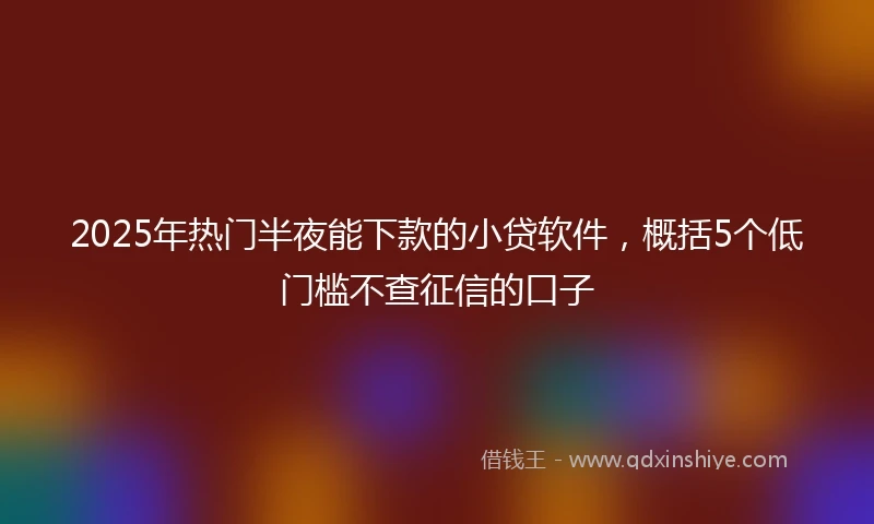 2025年热门半夜能下款的小贷软件，概括5个低门槛不查征信的口子