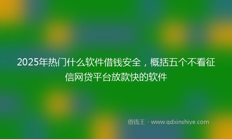 2025年热门什么软件借钱安全,概括五个不看征信网贷平台放款快的软件