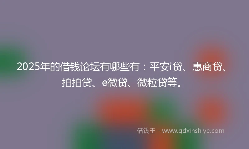 2025年的借钱论坛有哪些有：平安i贷、惠商贷、拍拍贷、e微贷、微粒贷等。