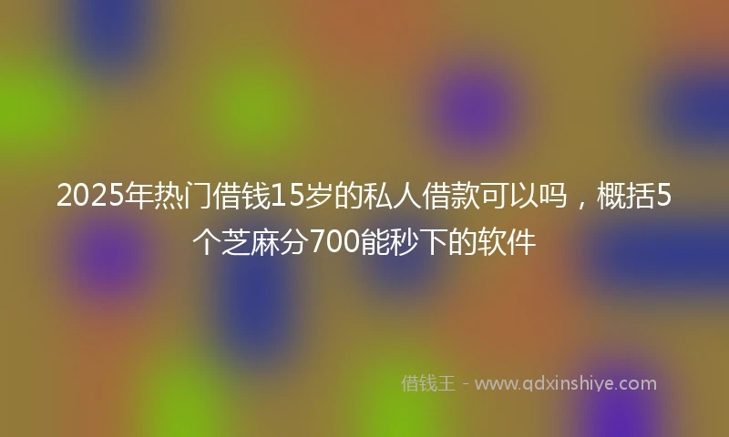 2025年热门借钱15岁的私人借款可以吗，概括5个芝麻分700能秒下的软件