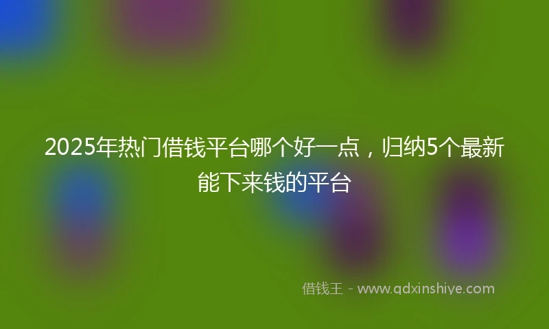 2025年热门借钱平台哪个好一点，归纳5个最新能下来钱的平台