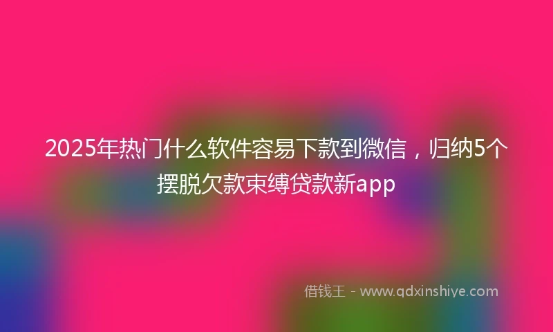 2025年热门什么软件容易下款到微信，归纳5个摆脱欠款束缚贷款新app