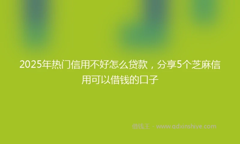 2025年热门信用不好怎么贷款，分享5个芝麻信用可以借钱的口子