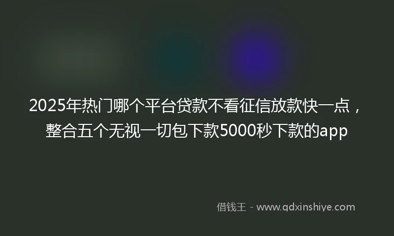 2025年热门哪个平台贷款不看征信放款快一点，整合五个无视一切包下款5000秒下款的app