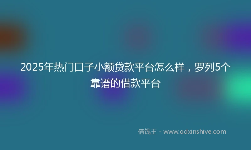 2025年热门口子小额贷款平台怎么样，罗列5个靠谱的借款平台