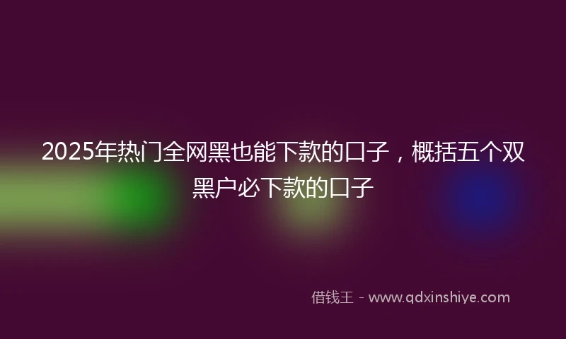 2025年热门全网黑也能下款的口子，概括五个双黑户必下款的口子